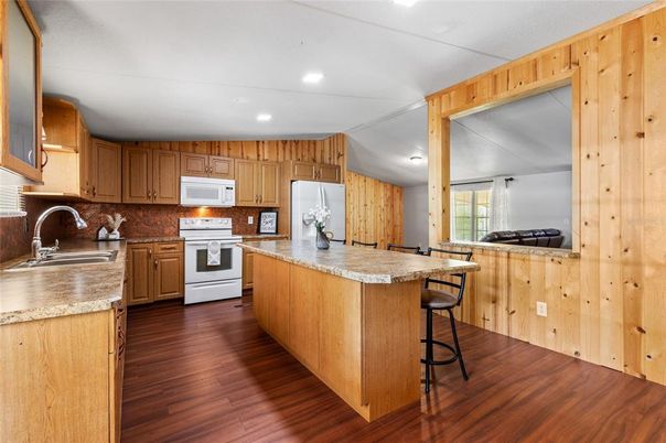 Interior, Kitchen, Recessed Lighting, Wood Texture Flooring