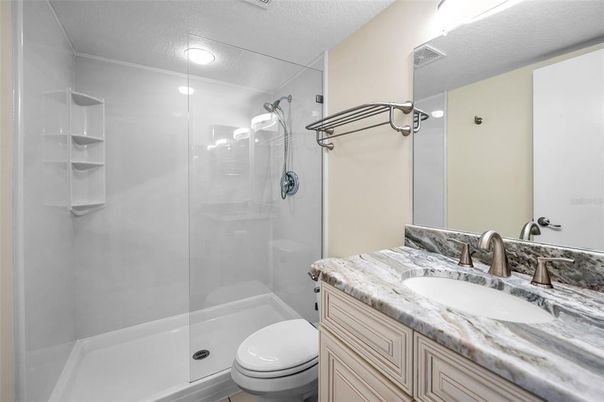 Bathroom, Glass Shower, Interior, Recessed Lighting