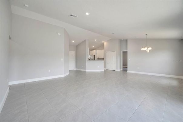 Empty room, Interior, Kitchen, Pendant Lights, Recessed Lighting
