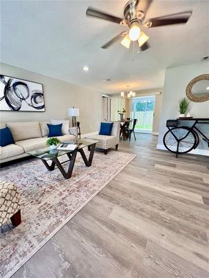Chandelier, Dining room, Interior, Living room, Recessed Lighting, Wood Texture Flooring