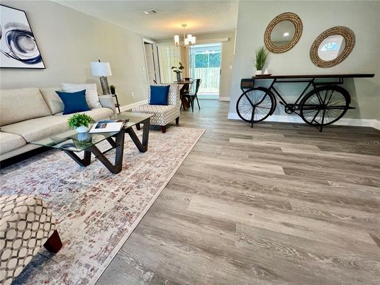 Chandelier, Interior, Living room, Recessed Lighting, Wood Texture Flooring