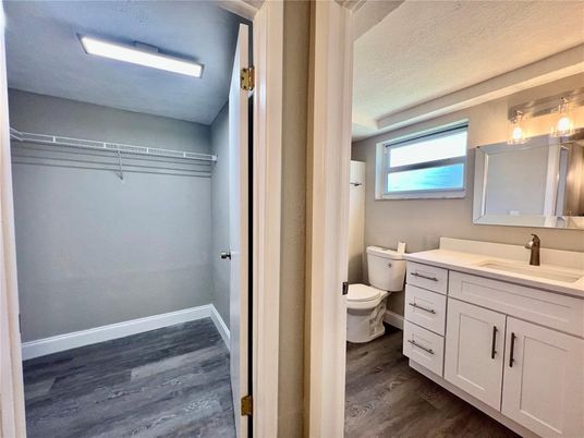 Bathroom, Interior, Walk-in Closets, Wood Texture Flooring