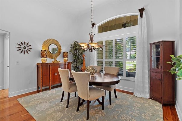 Chandelier, Dining room, Interior, Pendant Lights, Wood Texture Flooring