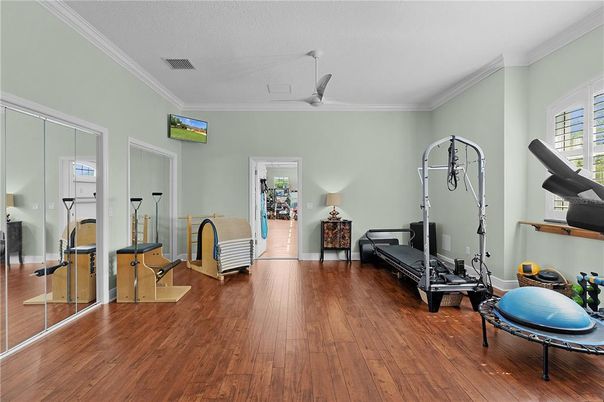 Fitness Equipment, Interior, Wood Texture Flooring