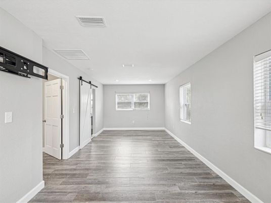 Empty room, Interior, Recessed Lighting, Wood Texture Flooring