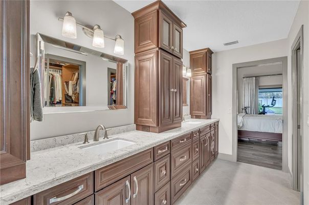 Bathroom, Bedroom, Dual Sink Vanities, Interior, Wood Texture Flooring