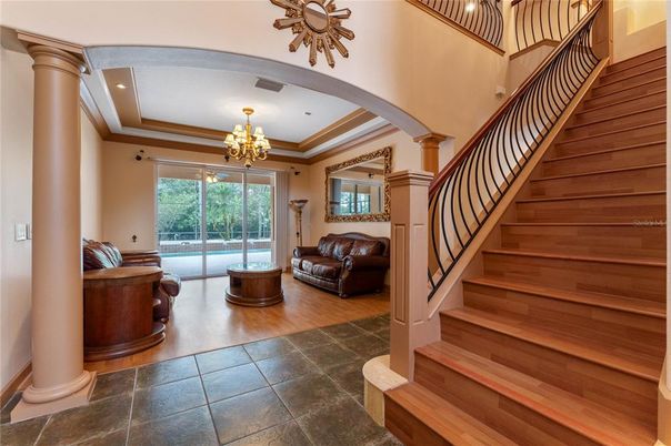 Chandelier, Interior, Recessed Lighting, Wood Texture Flooring