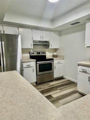 Interior, Kitchen, Stainless Steel Appliances, Wood Texture Flooring
