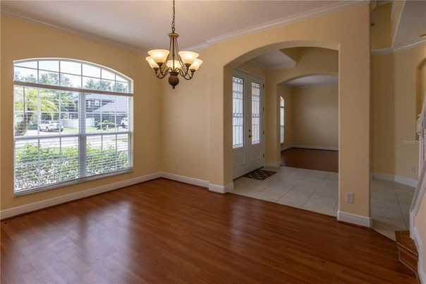 Chandelier, Empty room, Interior, Wood Texture Flooring