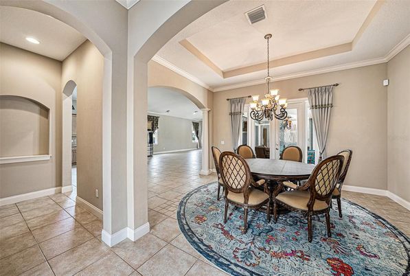 Chandelier, Dining room, Interior, Recessed Lighting