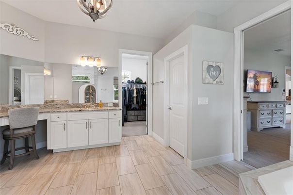 Bathroom, Dual Sink Vanities, Interior, Wood Texture Flooring