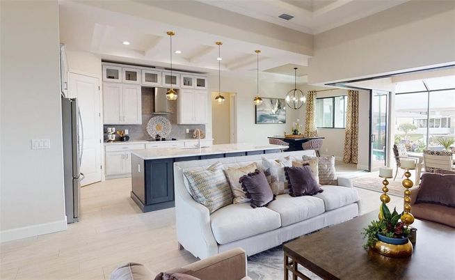 Interior, Kitchen, Living room, Pendant Lights, Recessed Lighting, Wood Texture Flooring
