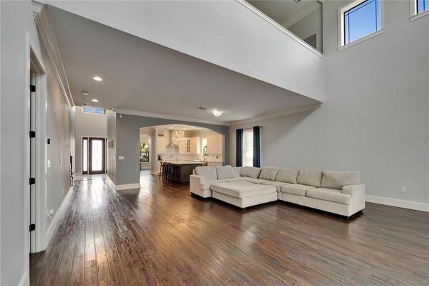 Interior, Living room, Recessed Lighting, Wood Texture Flooring