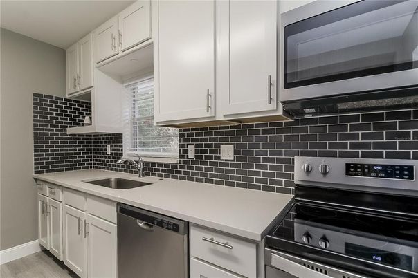 Interior, Kitchen, Stainless Steel Appliances, Wood Texture Flooring