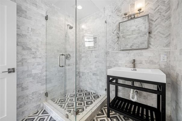 Bathroom, Glass Shower, Interior, Recessed Lighting