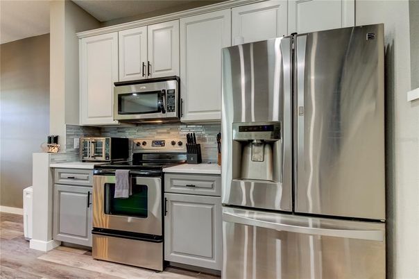 Interior, Kitchen, Stainless Steel Appliances, Wood Texture Flooring