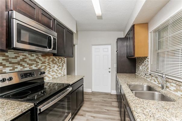 Interior, Kitchen, Stainless Steel Appliances, Wood Texture Flooring