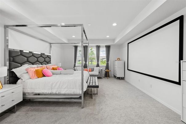 Bedroom, Interior, Projection Screen, Recessed Lighting