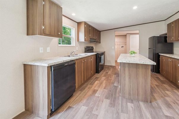 Interior, Kitchen, Recessed Lighting, Wood Texture Flooring