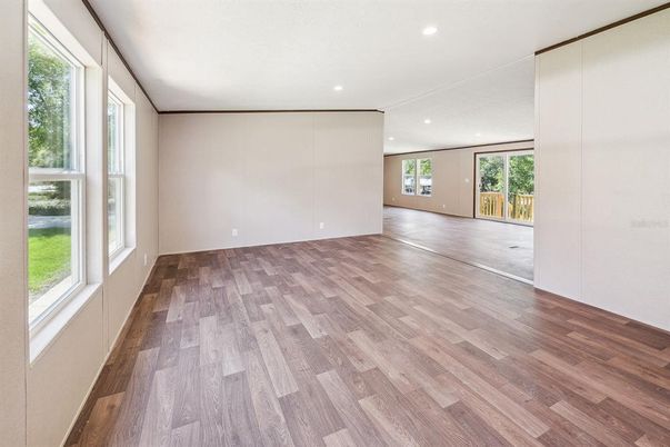 Empty room, Interior, Recessed Lighting, Wood Texture Flooring
