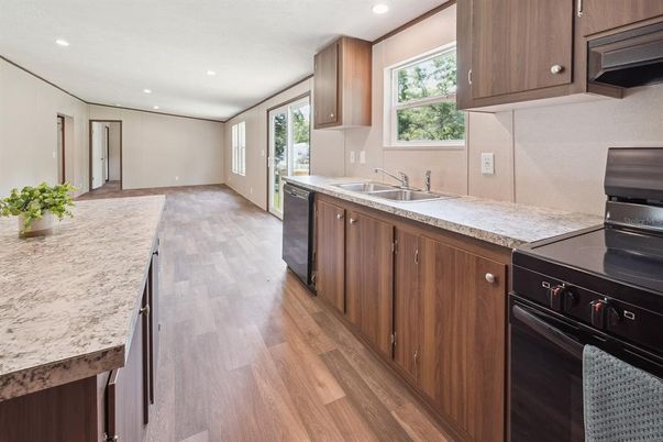 Interior, Kitchen, Recessed Lighting, Wood Texture Flooring