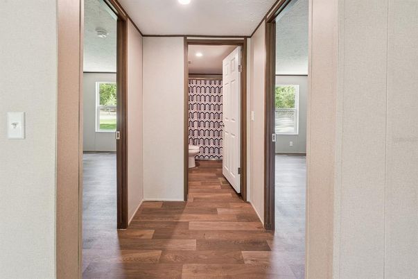 Bathroom, Interior, Recessed Lighting, Wood Texture Flooring