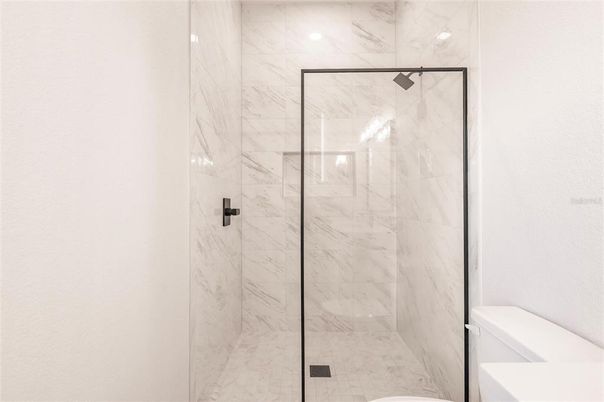 Bathroom, Glass Shower, Interior, Marble Walls