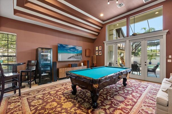 Billiard Table, Game Room, Interior, Recessed Lighting