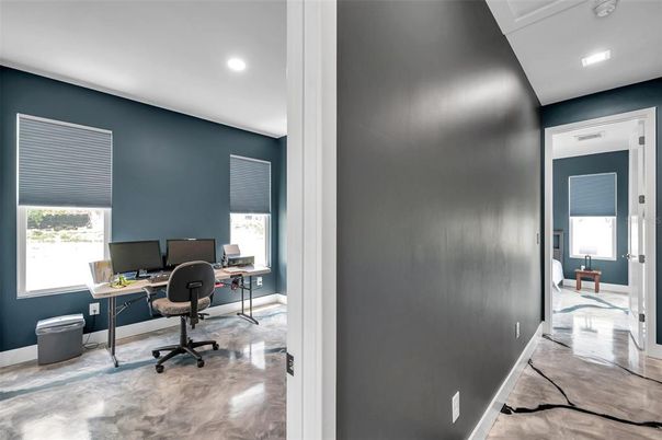 Home Office, Interior, Marble, Recessed Lighting