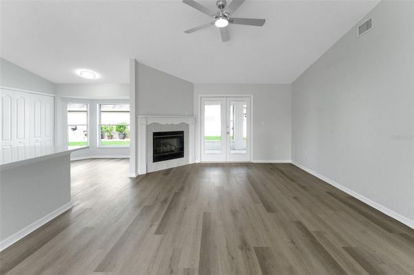 Empty room, Fireplace, Interior, Wood Texture Flooring