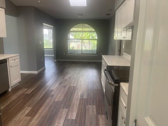 Interior, Kitchen, Recessed Lighting, Wood Texture Flooring