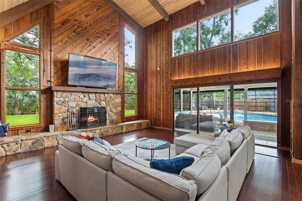 Fireplace, Interior, Living room, Wooden Ceilings, Wood Texture Flooring, Wooden Walls