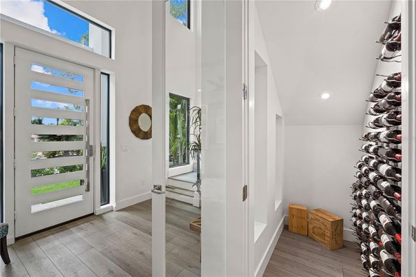 Interior, Recessed Lighting, Wine Storage, Wood Texture Flooring