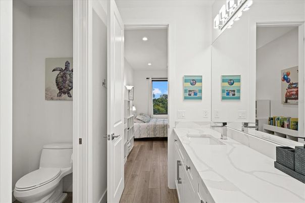 Bathroom, Bedroom, Interior, Recessed Lighting, Wood Texture Flooring