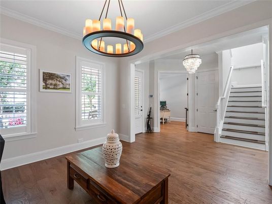 Chandelier, Interior, Wood Texture Flooring