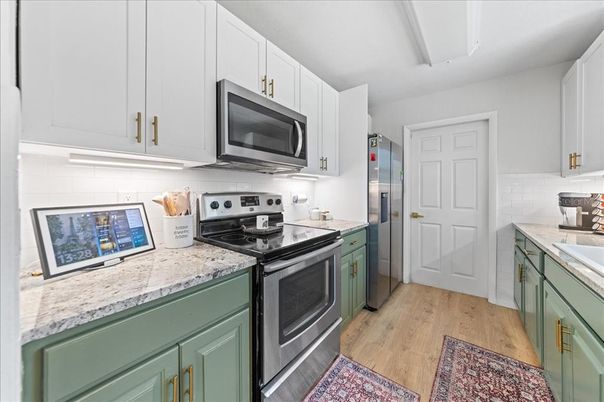Interior, Kitchen, Stainless Steel Appliances, Wood Texture Flooring