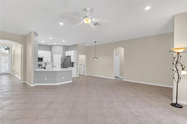 Empty room, Interior, Kitchen, Pendant Lights, Recessed Lighting