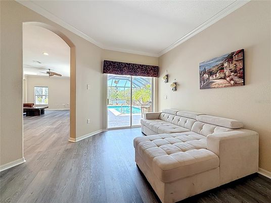 Interior, Living room, Recessed Lighting, Wood Texture Flooring