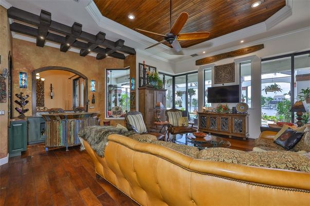 Interior, Living room, Recessed Lighting, Wooden Ceilings, Wood Texture Flooring