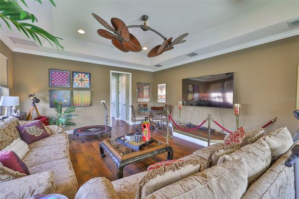 Interior, Living room, Recessed Lighting, Wood Texture Flooring