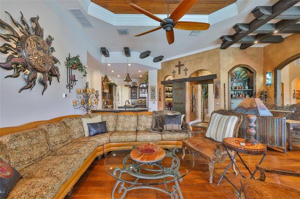 Interior, Kitchen, Living room, Recessed Lighting, Wooden Ceilings, Wood Texture Flooring