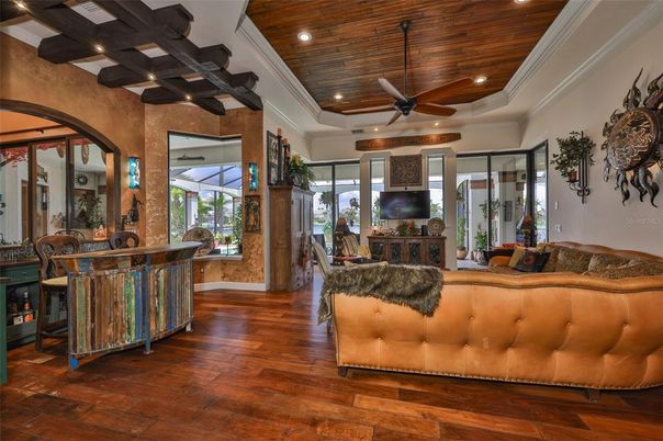 Interior, Living room, Recessed Lighting, Wooden Ceilings, Wood Texture Flooring