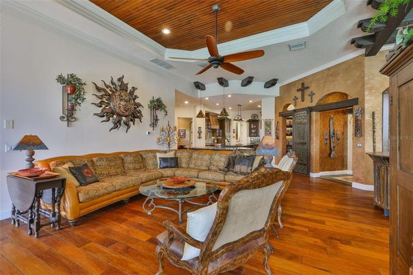 Interior, Kitchen, Living room, Pendant Lights, Recessed Lighting, Wooden Ceilings, Wood Texture Flooring