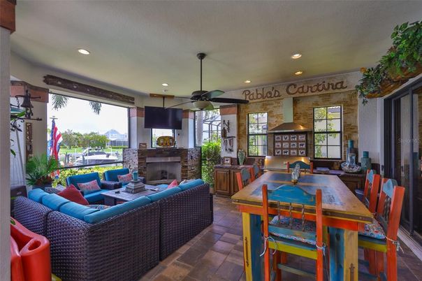 Dining room, Fireplace, Interior, Living room, Recessed Lighting