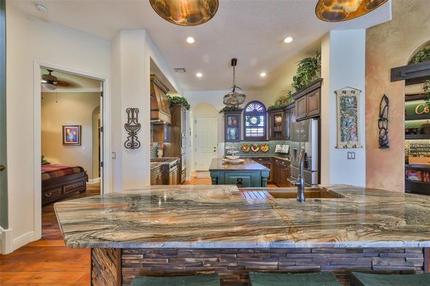 Interior, Kitchen, Pendant Lights, Recessed Lighting, Wood Texture Flooring