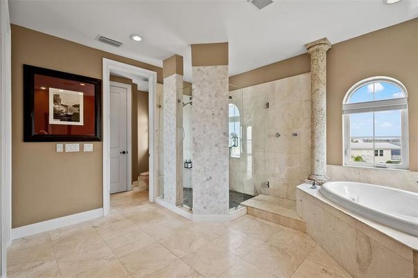 Bathroom, Glass Shower, Interior, Recessed Lighting