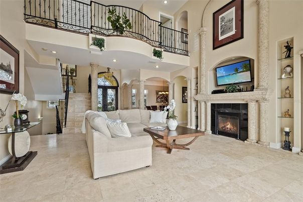 Fireplace, Interior, Living room, Recessed Lighting