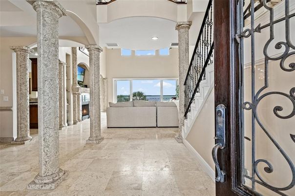 Fireplace, Interior, Living room, Recessed Lighting, Water