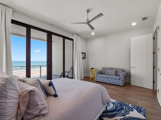 Bedroom, Interior, Recessed Lighting, Water, Wood Texture Flooring