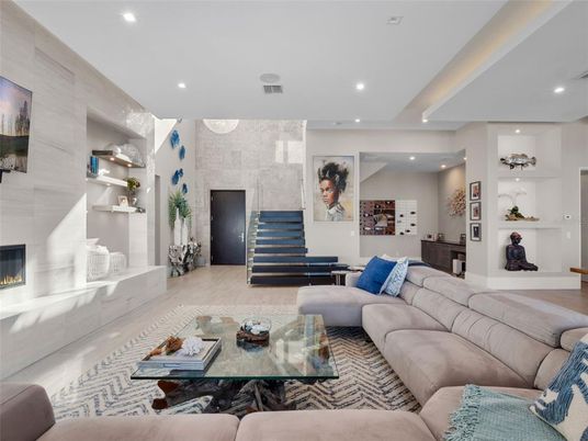Fireplace, Interior, Living room, Recessed Lighting